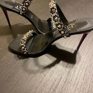 100% Authentic Christian Louboutin Black/Chained Heeled Sandals. EU 41